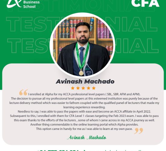 CFA Level 1 Success with Alpha Business School | Avinash Machado