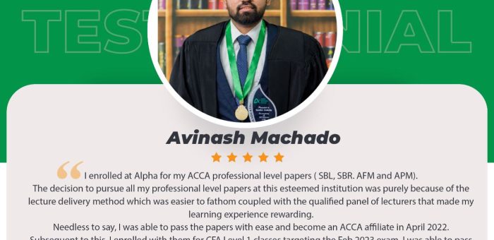 CFA Level 1 Success with Alpha Business School | Avinash Machado