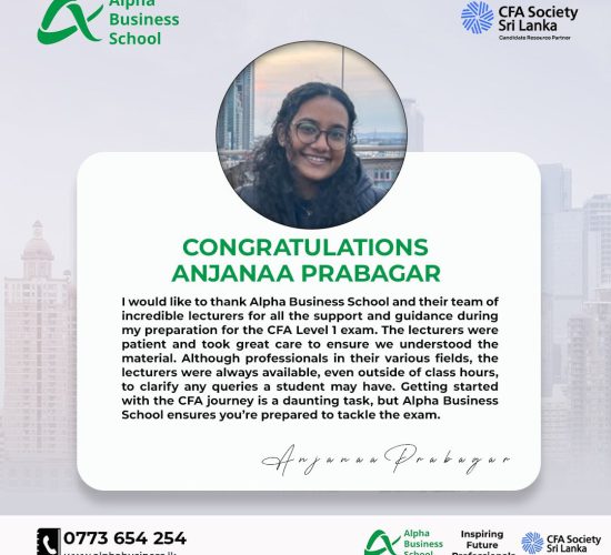 CFA Success with Alpha Business School | Anjanaa Prabagar