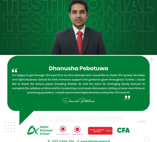 CFA Level 1 Success with Alpha Business School | Dhanusha Pebotuwa