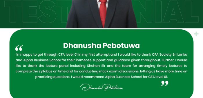 CFA Level 1 Success with Alpha Business School | Dhanusha Pebotuwa