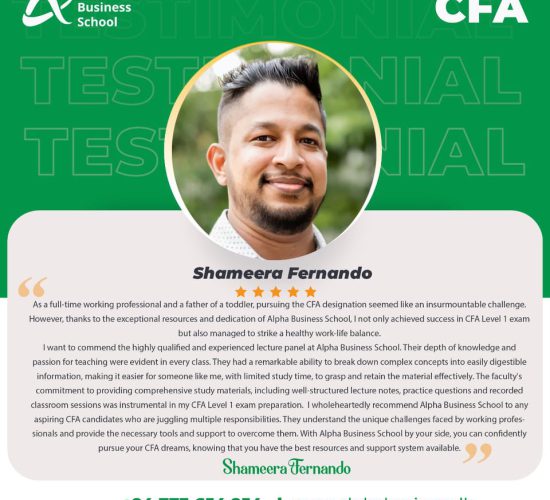 CFA Success with Alpha Business School | Shameera Fernando