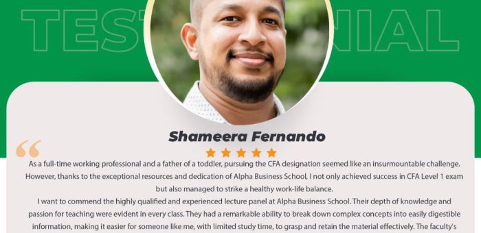 CFA Success with Alpha Business School | Shameera Fernando