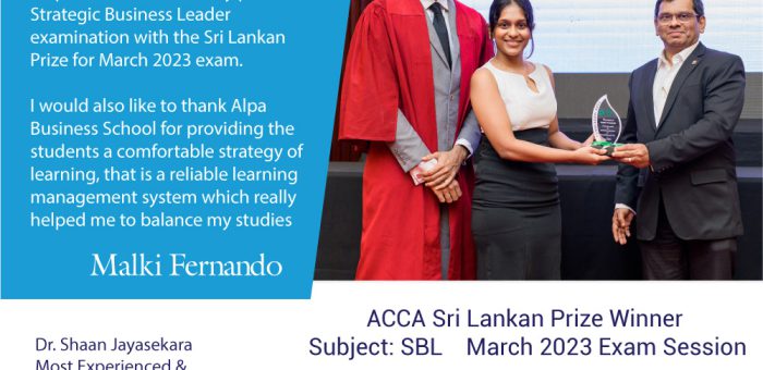 ACCA Sri Lankan Prize Winner SBL March 2023