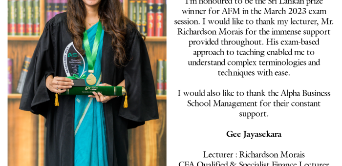 ACCA Sri Lankan Prize Winner AFM 2023