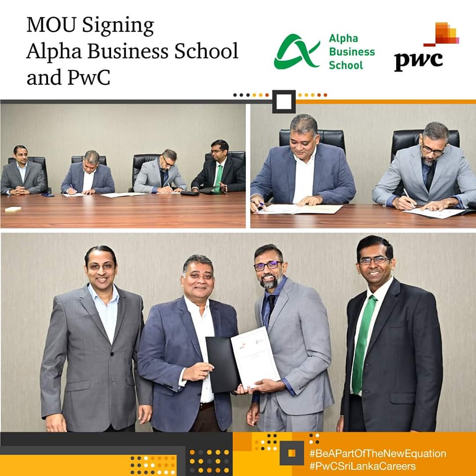 Alpha Business School partners with PwC Sri Lanka as a preferred Employer Partner which offers our students exciting career-enhancing internship opportunities, that include training and internship opportunities, which would make them work ready professionals.
